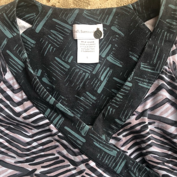 Soft Surroundings Large Blue V-Neck Wrap Blue - Picture 2 of 6